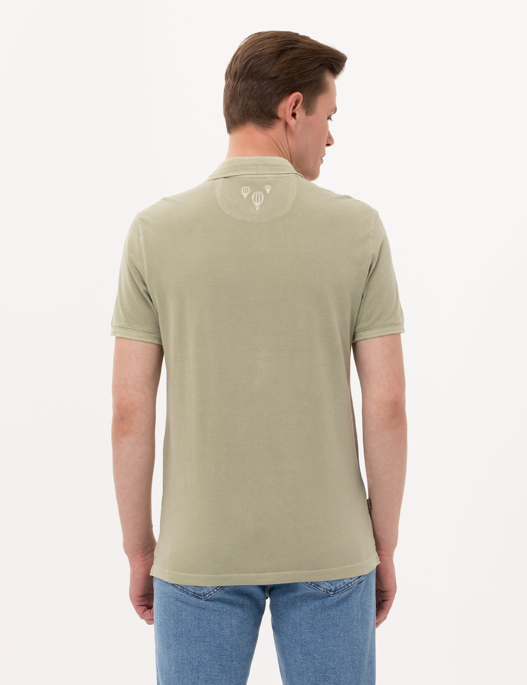 A__k Ye_il Slim Fit Dokulu Polo Yaka Ti__rt