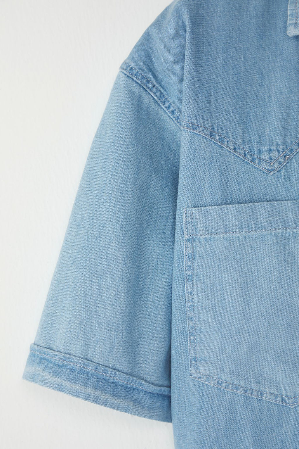 TRENDYOL MAN Mavi Genis Fit K?sa Kol Western Denim Kot Gomlek TMNSS25GO00046 - Trendyolmilla фото 7