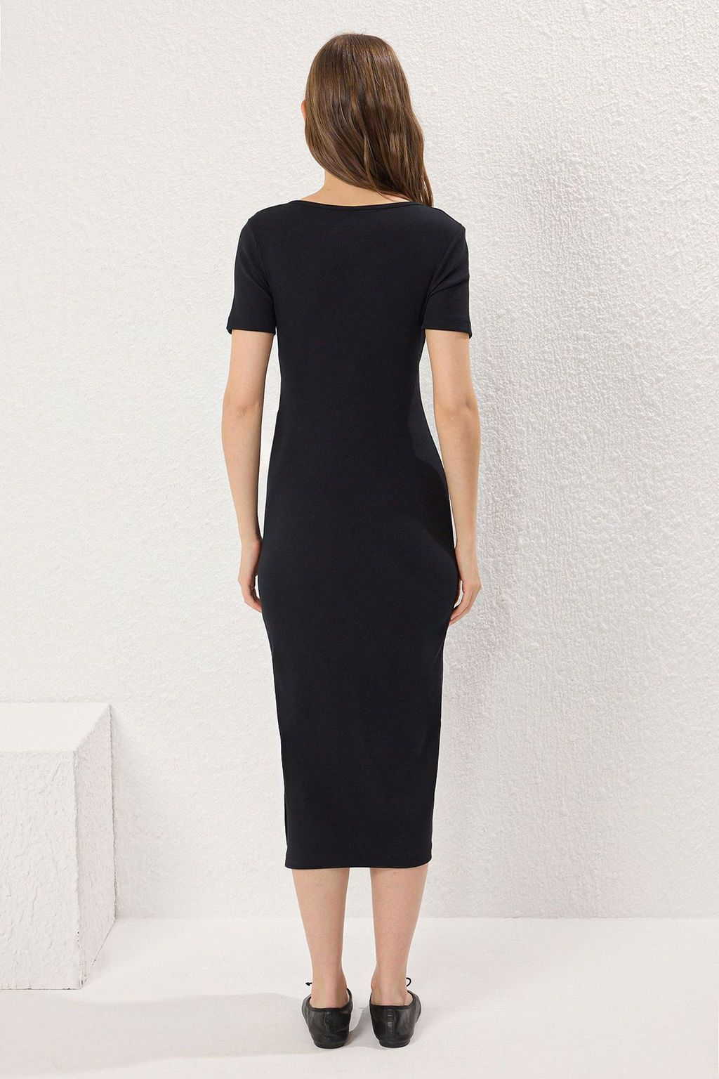 Siyah Kruvaze Yaka Kaskorse Hamile Elbise TBBSS25AH00179 - Trendyolmilla фото 4