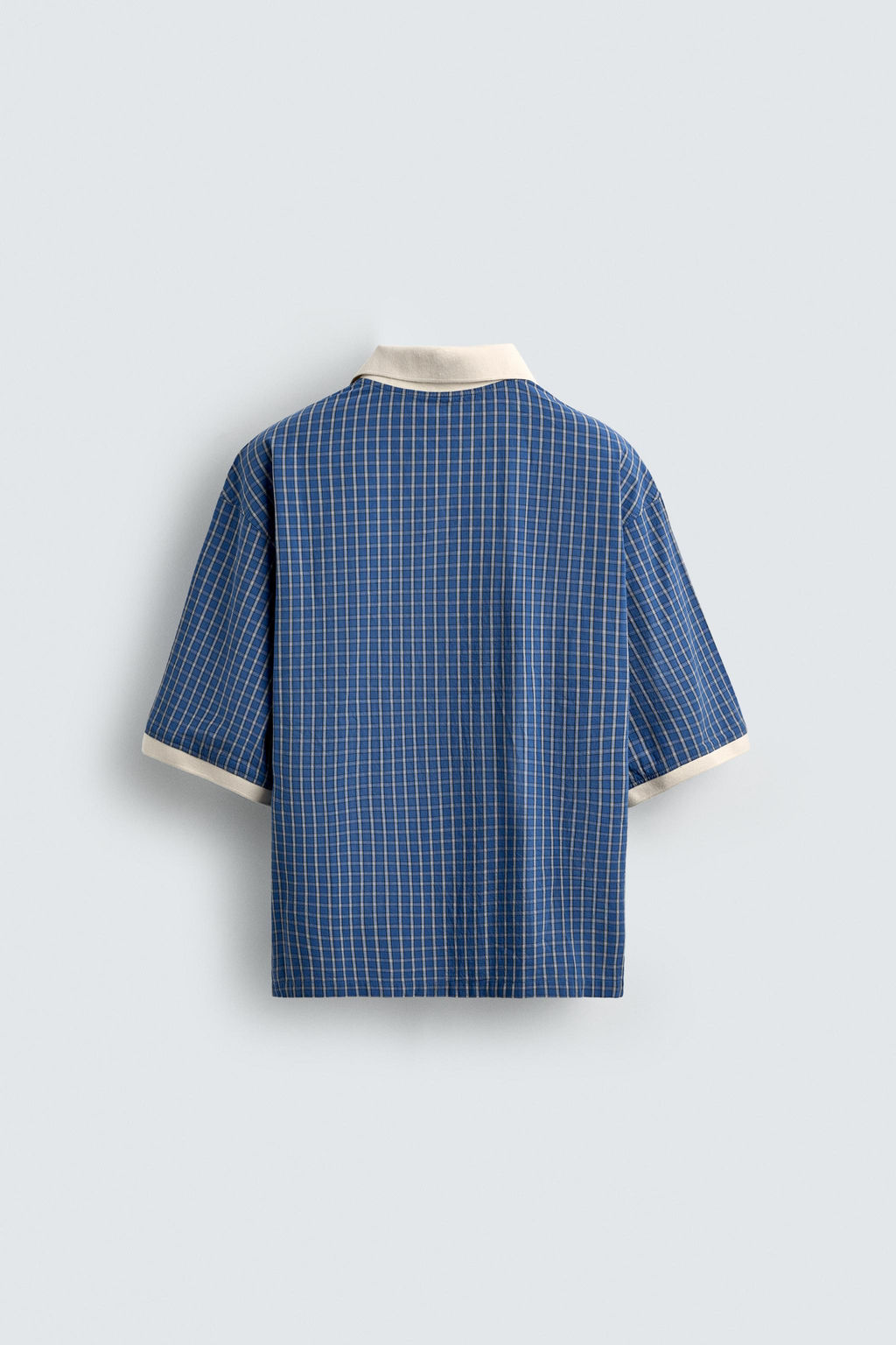 CAMISA POLO CROPPED FIT TEXTO ESTAMPADO / Azul / Blanco - Zara фото 8