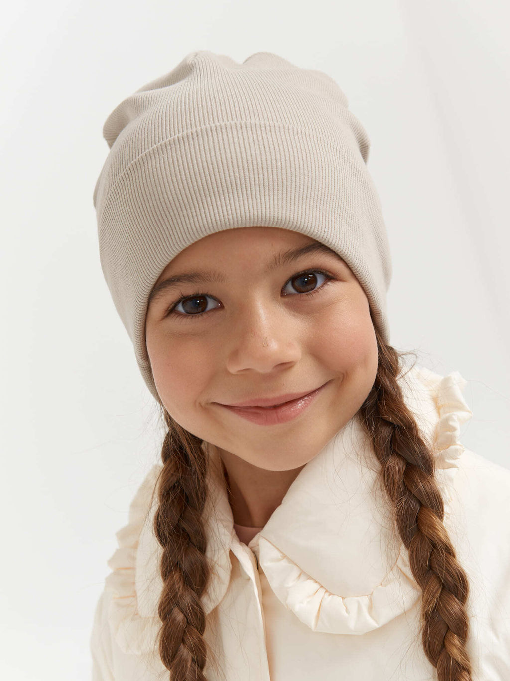 Шапка трикотажная двухслойная Какао