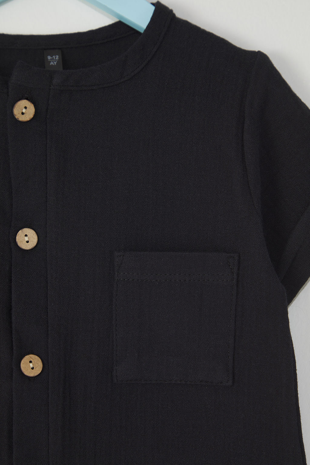 Siyah Erkek Bebek %100 Pamuk Basic K?sa Kol Muslin Dokuma Tulum TKDSS25TU00012 - Trendyolmilla фото 2