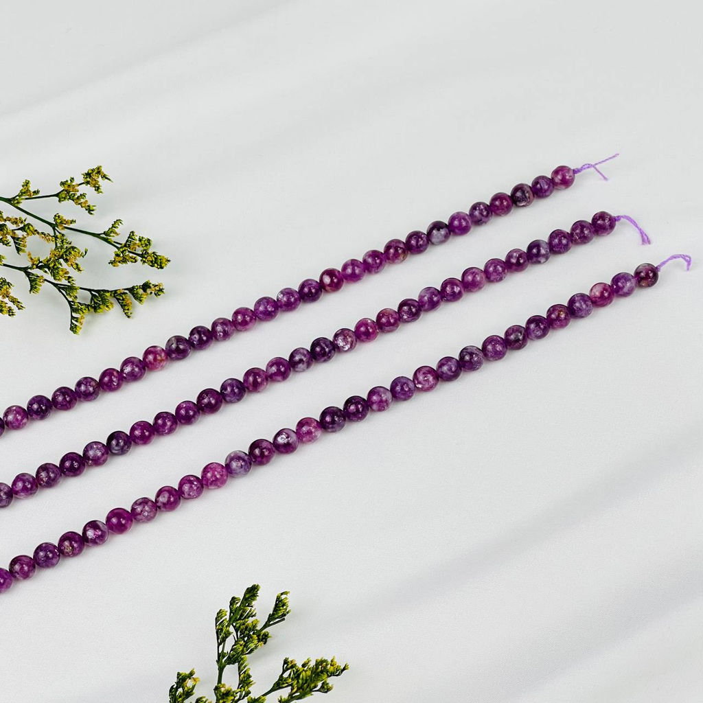 Бусины для украшений из Лепидолита (54 бусины) 39 см