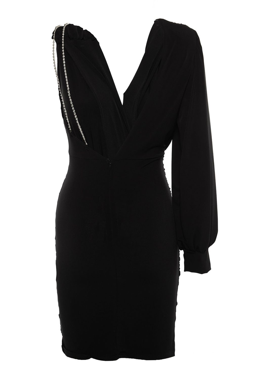 TRENDYOLMILLA K?rm?z? Parlak Tasl? Orme S?k Mini Abiye Elbise TPRSS22EL0451 фото 8