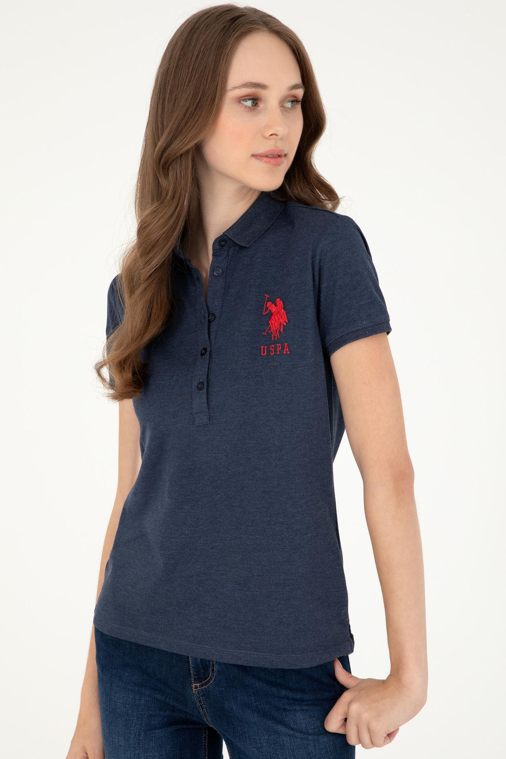 Женская темно-синяя базовая футболка Неожиданная скидка в корзине - U.s. polo assn фото 3