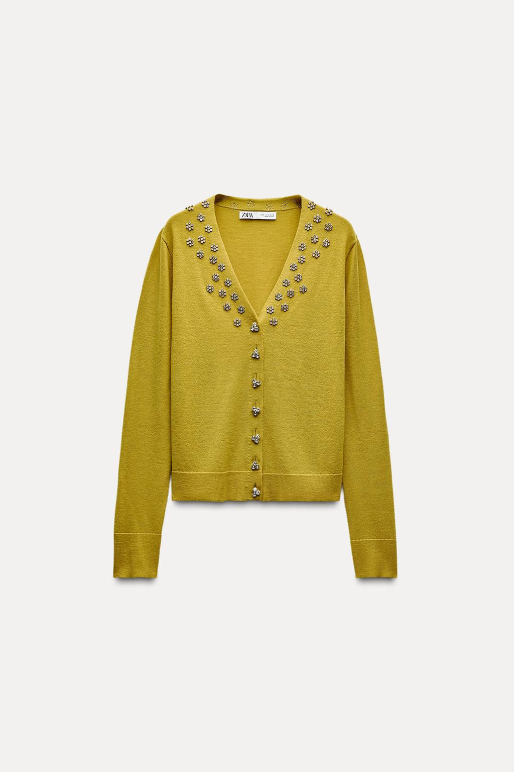 BEADED RHINESTONE KNIT CARDIGAN - Zara фото 2