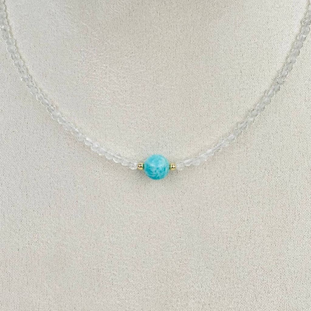 Колье из Горного Хрусталя и Амазонита