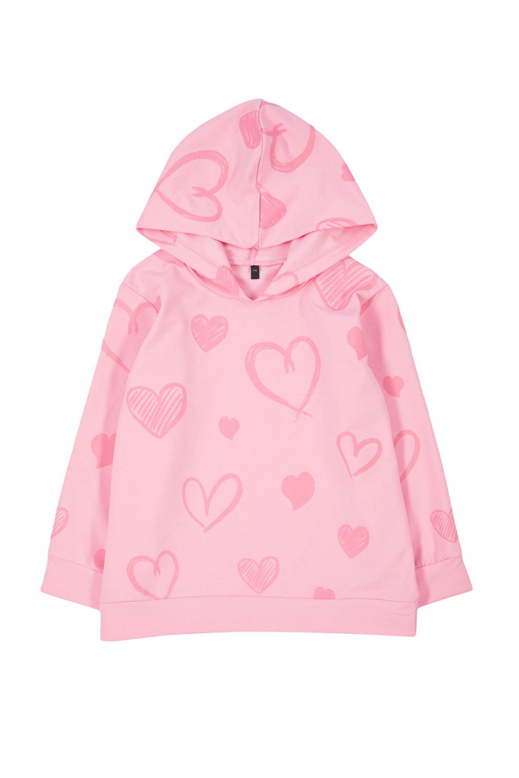 Pembe K?z Cocuk Mevsimlik-Ince Kalp Desenli Pamuklu Kapusonlu Orme Sweatshirt TKDAW25SW00002 - Trendyolmilla фото 4