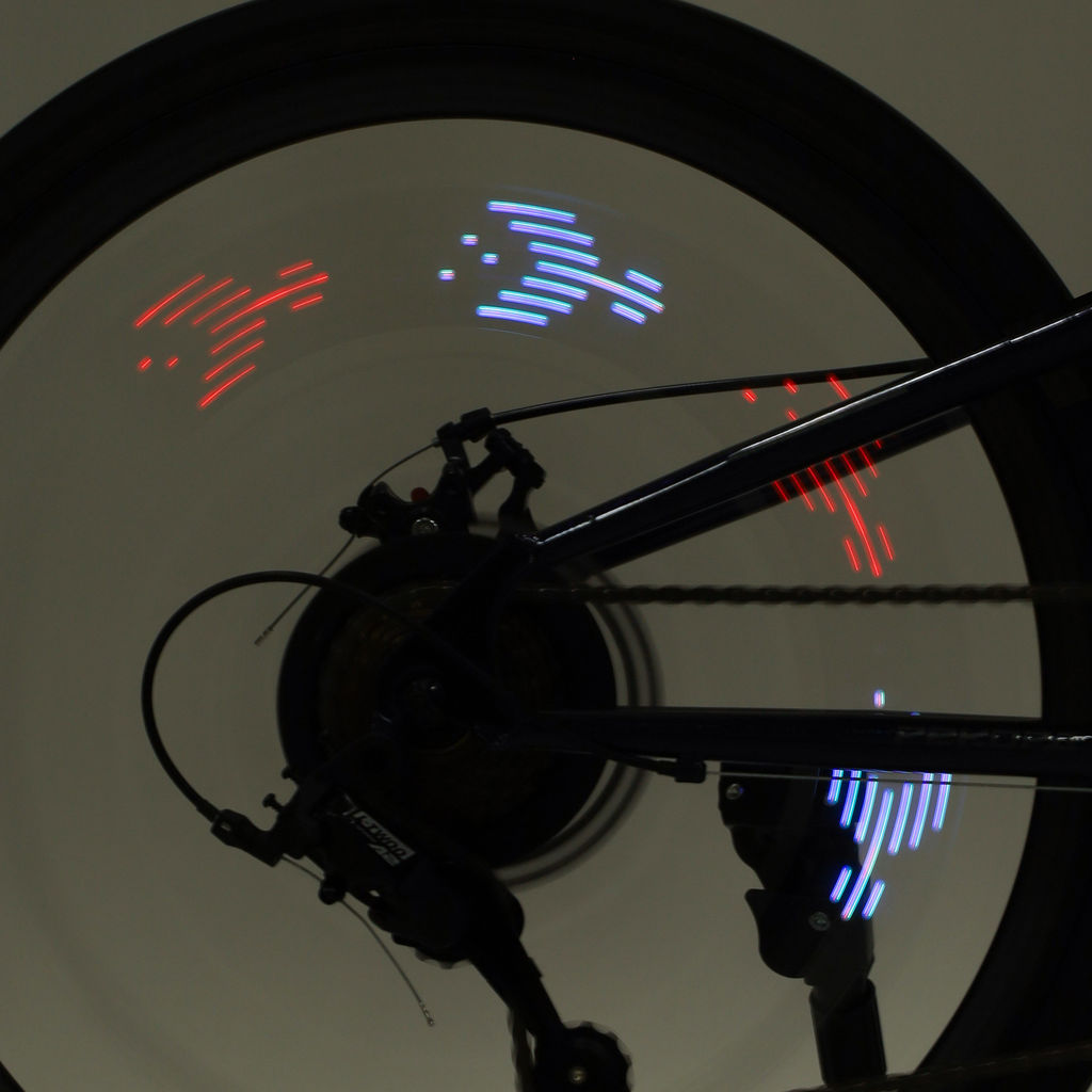 Фонарь подсветка для колес COMIRON A02 корпус: пластик; свет 14 RGB LED; аккум USB; влагозащита IPX5; 30 рисунков. /уп 100/ - Галеонтрейд фото 9