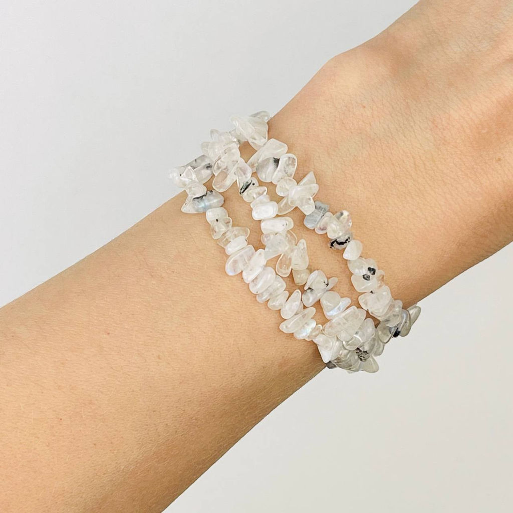 Бусины для украшений из Лунного камня с вкл. Турмалина крошка 80 см