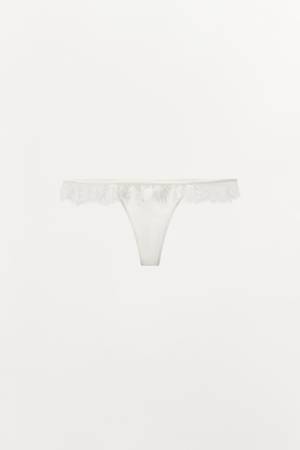 TANGA SEDA ENCAJE / Crudo claro - Zara фото 7