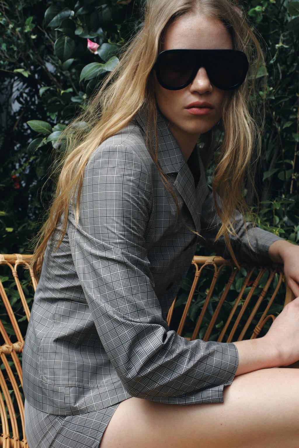 BLAZER CUADROS ZW COLLECTION / Negro / Crudo