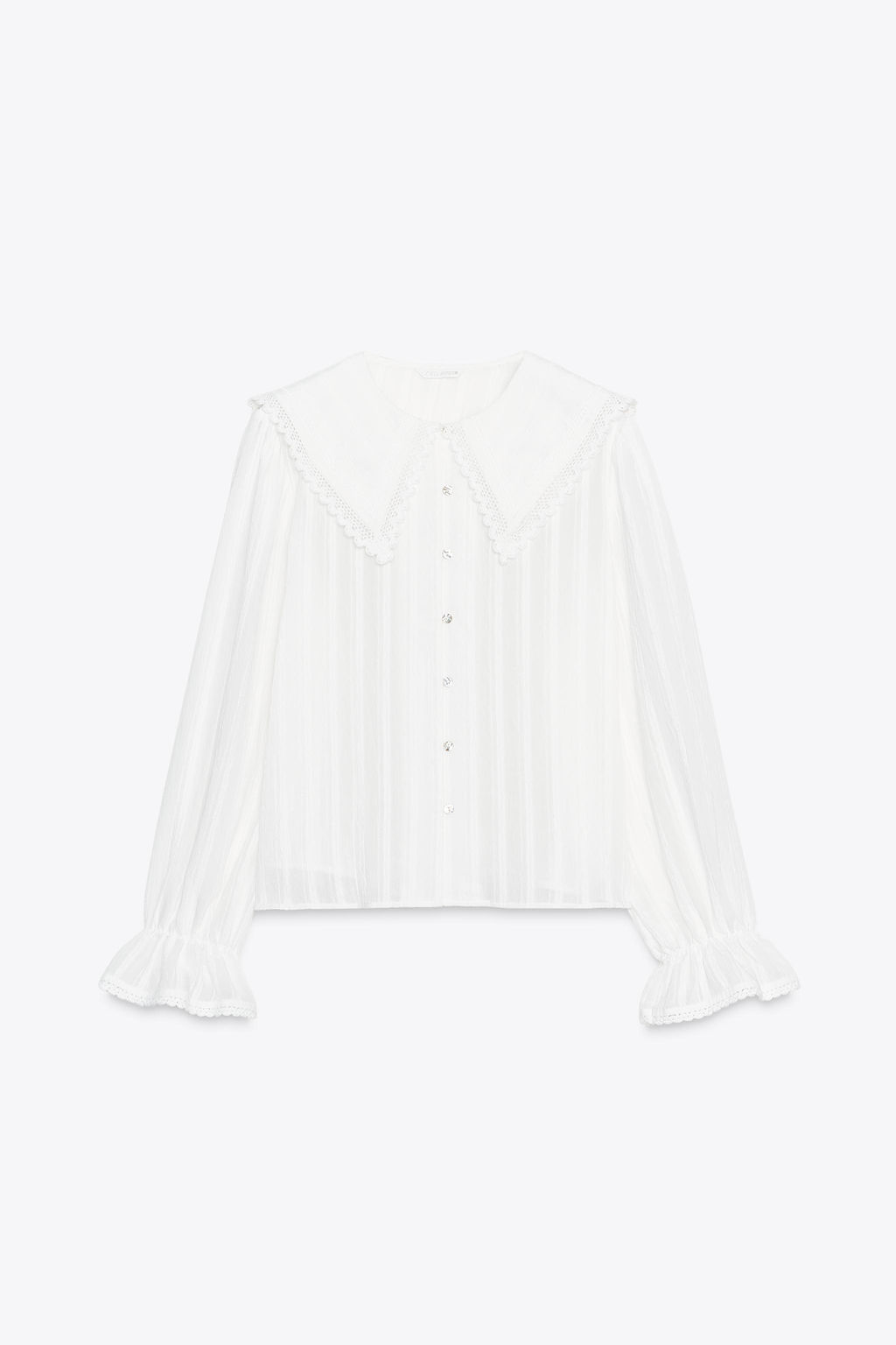 LACE TRIM PETER PAN COLLAR SHIRT - Zara фото 4