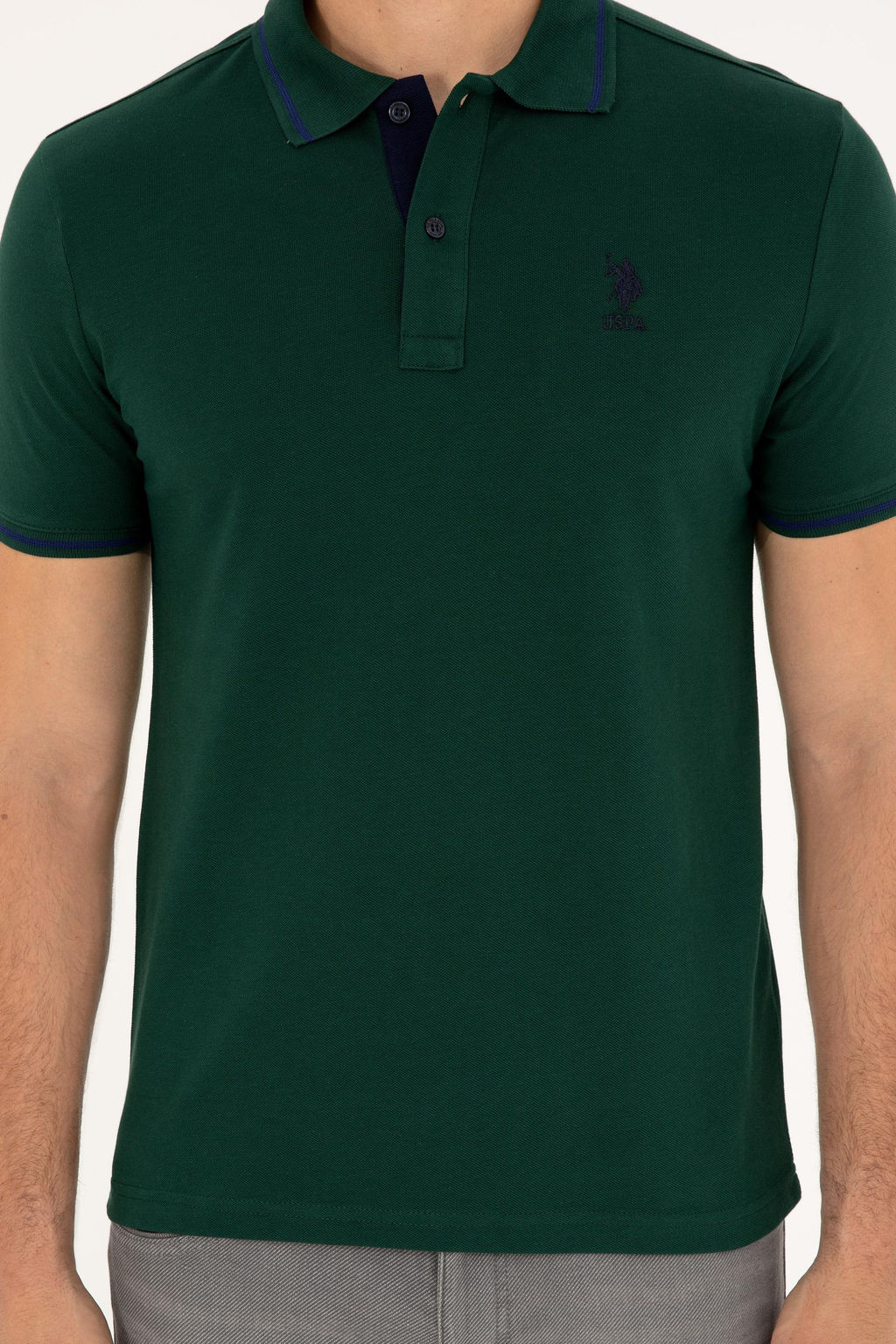 U. S. Polo Assn / Мужская темно-зеленая базовая футболка - U.s. polo assn фото 6