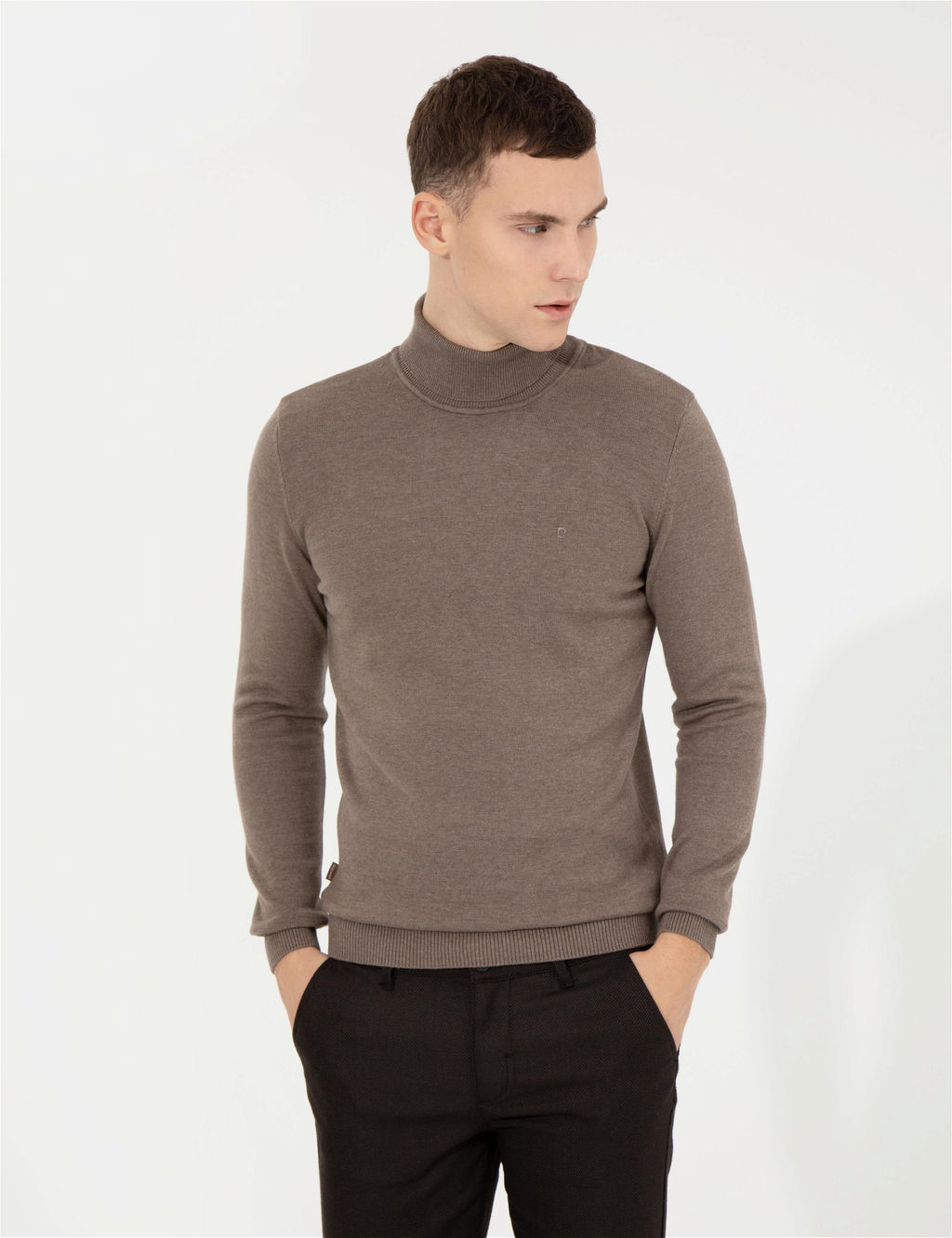 Vizon Melanj Slim Fit Bal_k__ Yaka Basic Triko Kazak