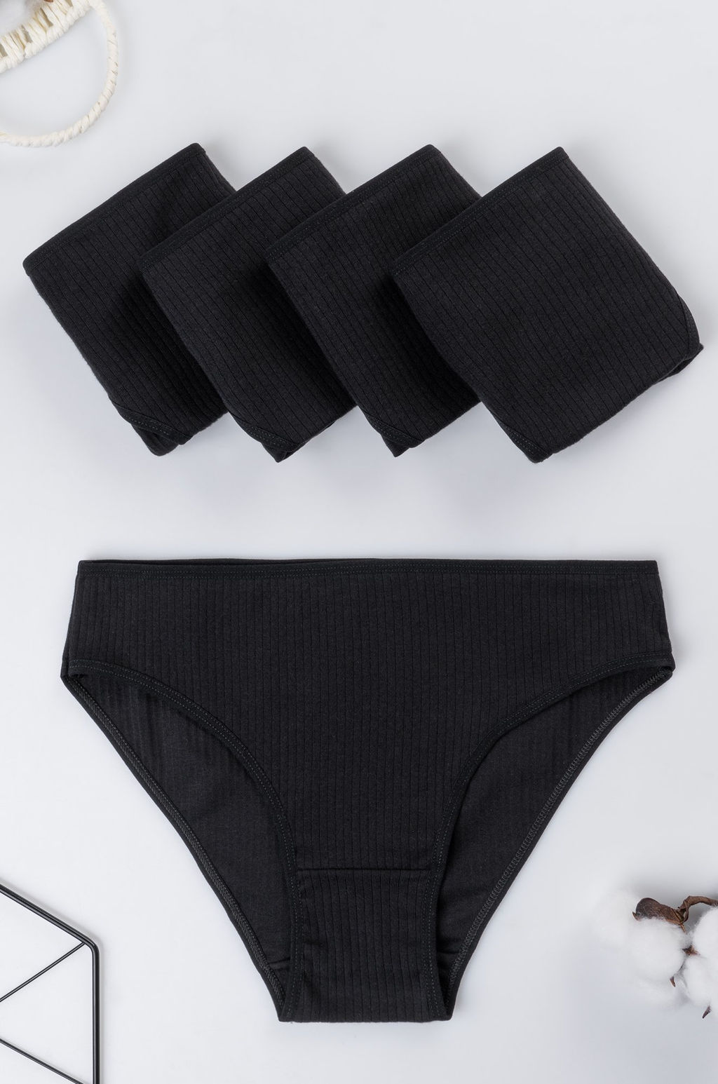 Женские трусы-слипы в рубчик 5шт. Happyfox