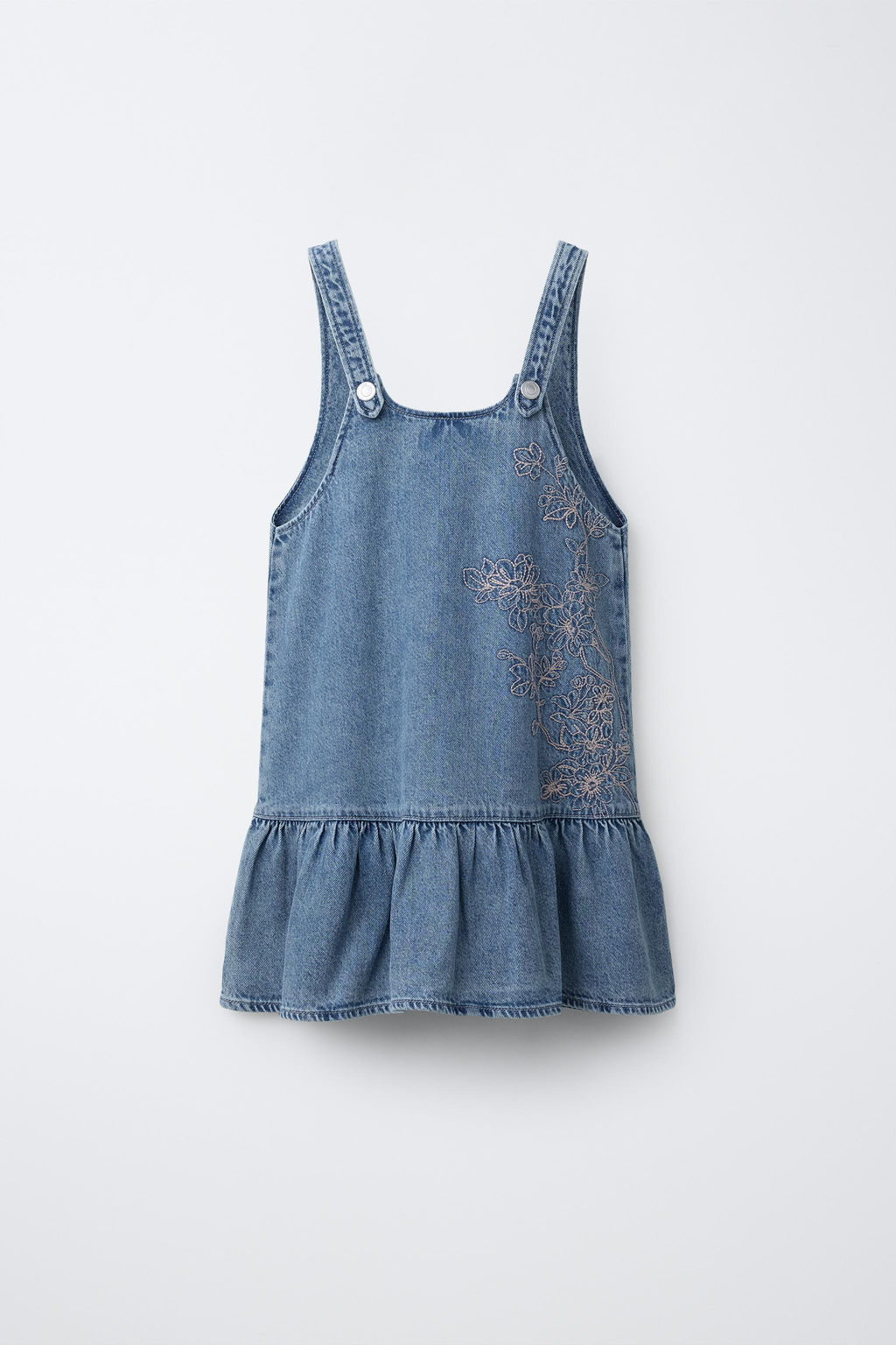 VESTIDO DENIM FLORES BORDADAS / Azul - Zara фото 3