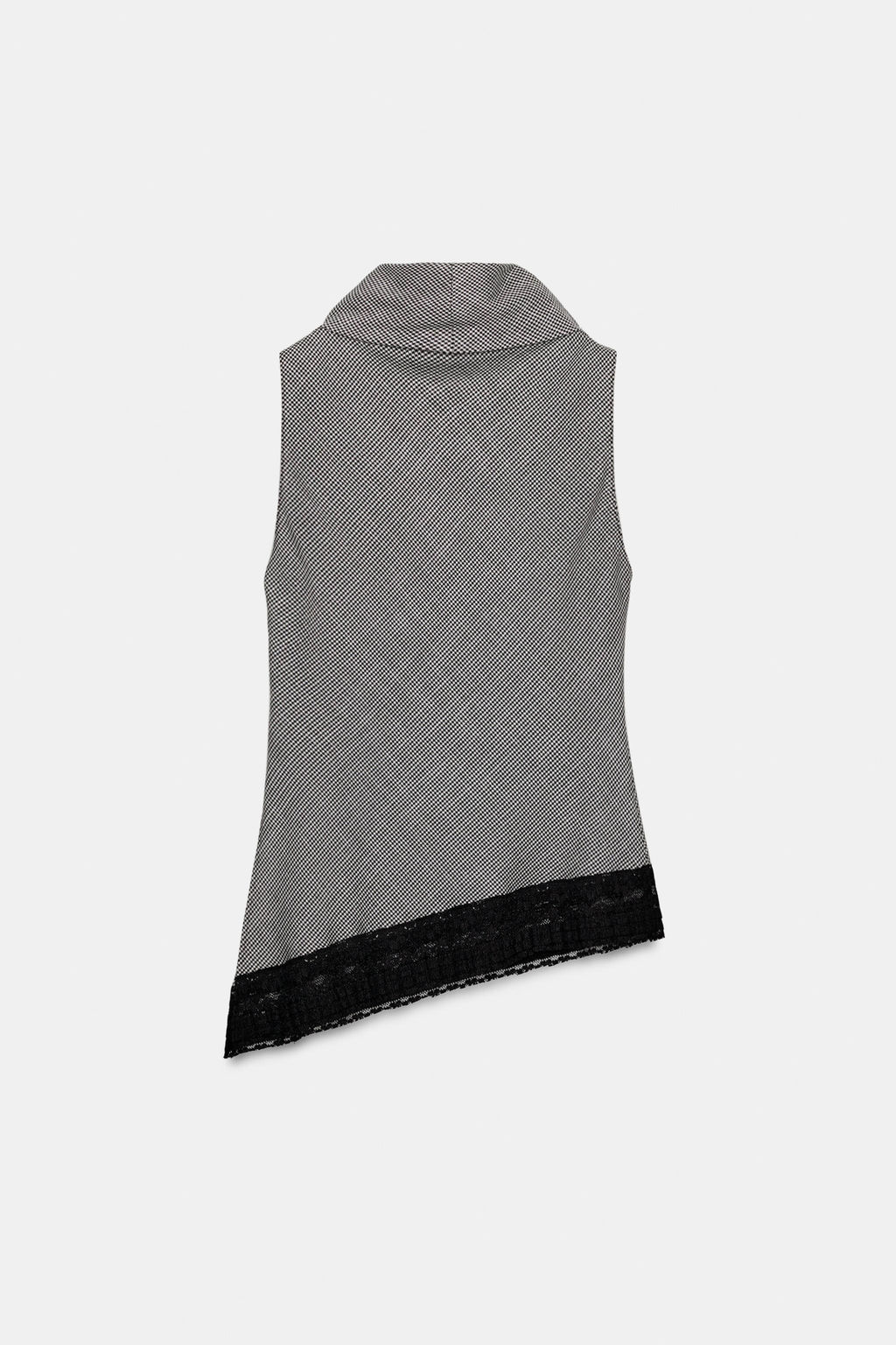 ASYMMETRIC HOUNDSTOOTH HEM LACE TOP - Zara фото 23