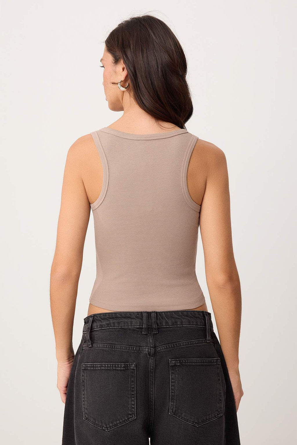 Siyah Fitted/Vucuda Oturan V Yaka Kal?n Ask?l? Kolsuz Fitilli Esnek Orme Atlet TWOSS26AL00076 - Trendyolmilla фото 8
