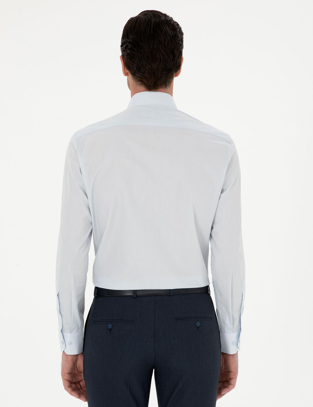 Голубая классическая хлопковая рубашка приталенного кроя - Cacharel фото 5