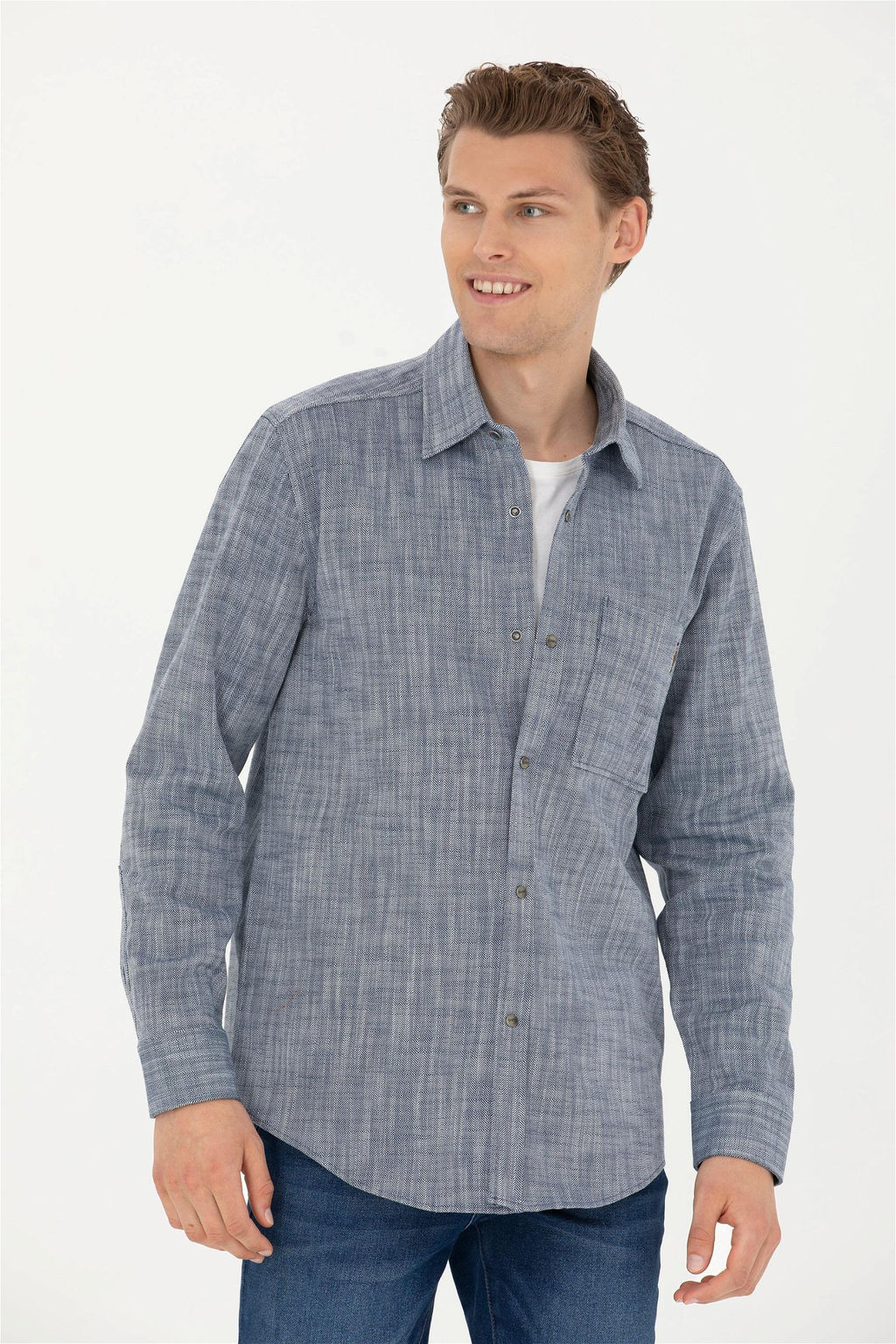 Мужская темно-синяя рубашка с длинным рукавом - U.s. polo assn фото 3