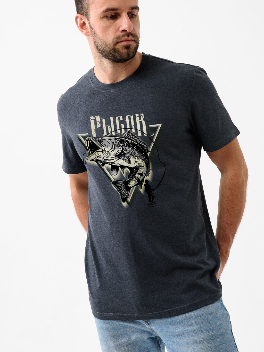 Футболка мужская Оптима Рыбак хлопок с полиэстером графит  фото 4