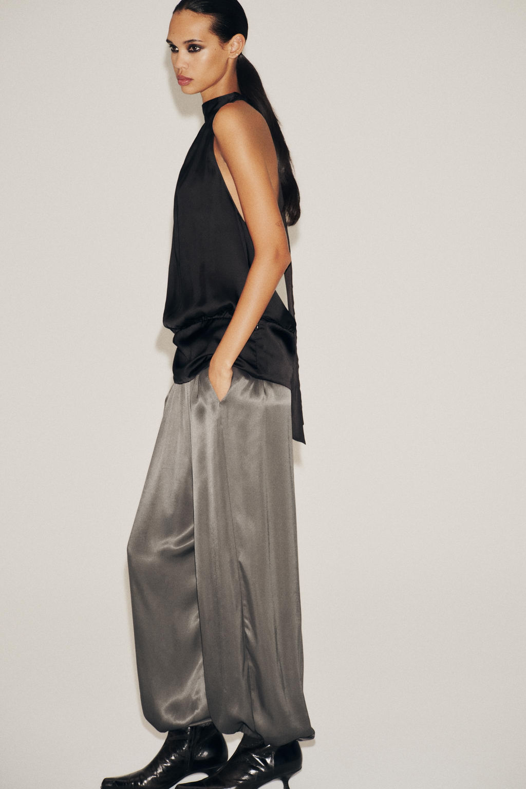 SATIN BALLOON TROUSERS