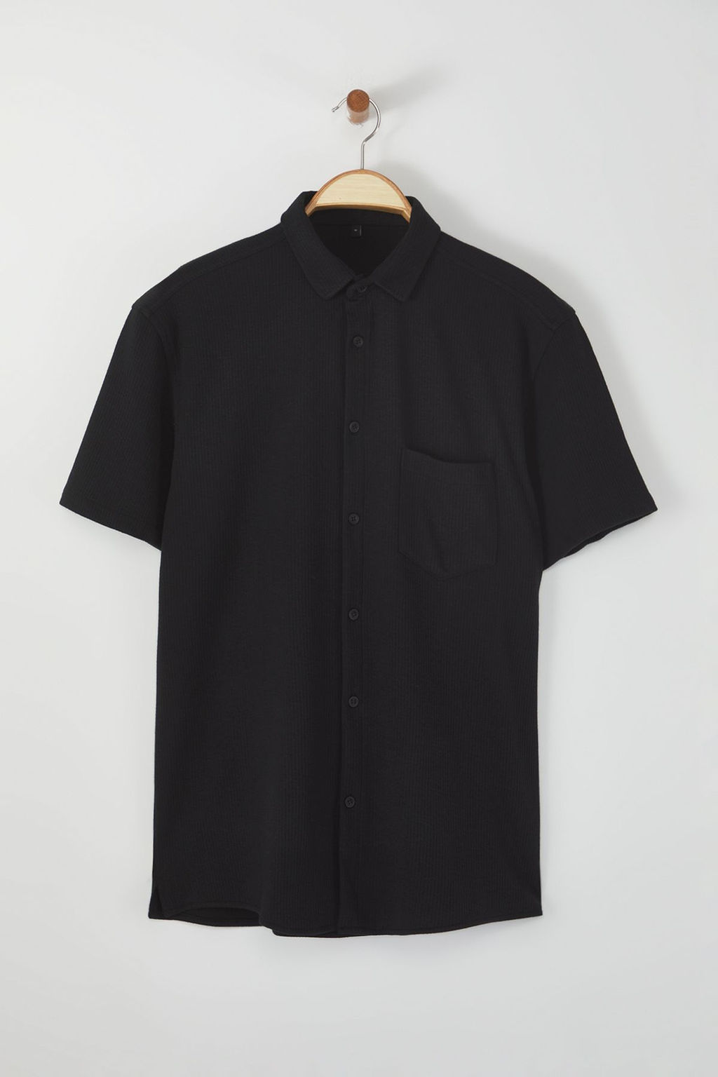 TRENDYOL MAN Siyah Regular Fit Dusuk Omuz Esnek Rahat Dokulu Orme Kumas Gomlek TMNSS25GO00013 - Trendyolmilla фото 2