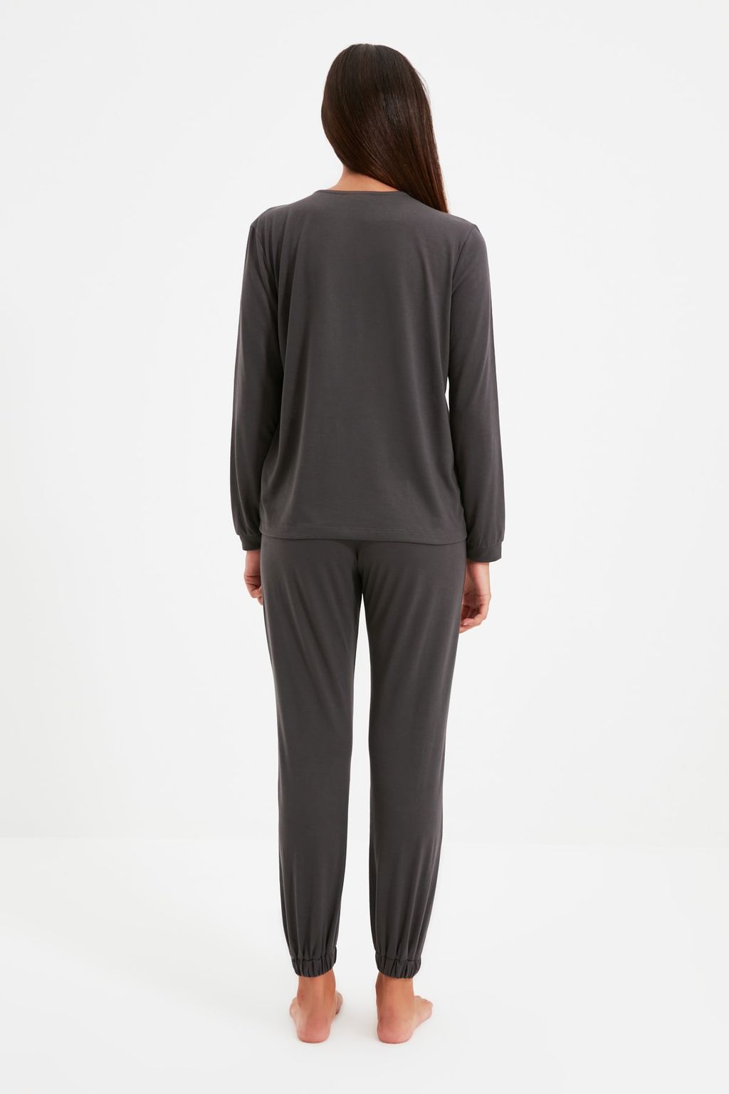 Antrasit %100 Pamuklu Gomlek-Jogger Orme Pijama Tak?m? THMAW21PT0632 - Trendyolmilla фото 5