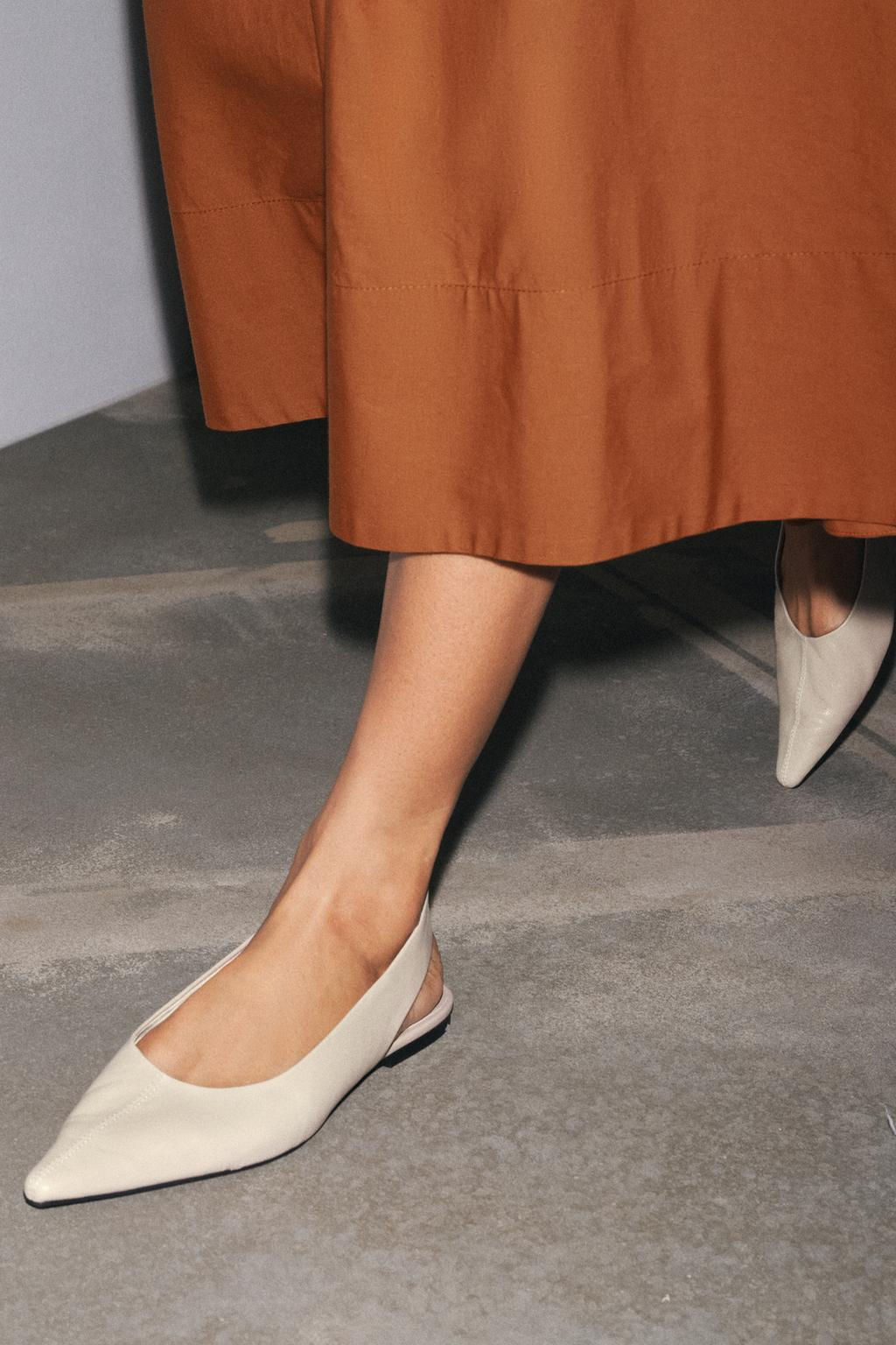 LEATHER SLINGBACK BALLERINA - Zara фото 6