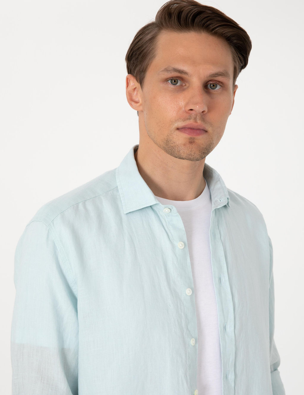 Su Ye_ili %100 Keten Regular Fit Uzunkollu G_mlek - Pierre cardin фото 9