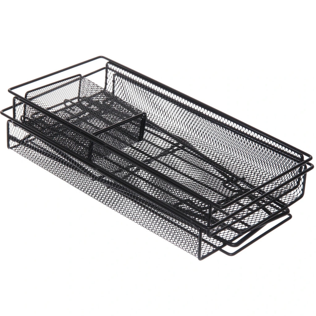 Этажерка настольная хозяйственная универсальная с боковым карманом "ФАНАДЕРО", цвет черный, 45,5*21*39,5см