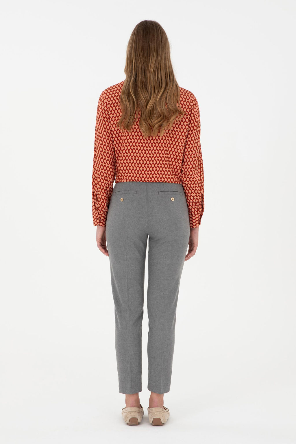 Kad_n Gri Kanvas Carrot High Waist Fit Kanvas Pantolon