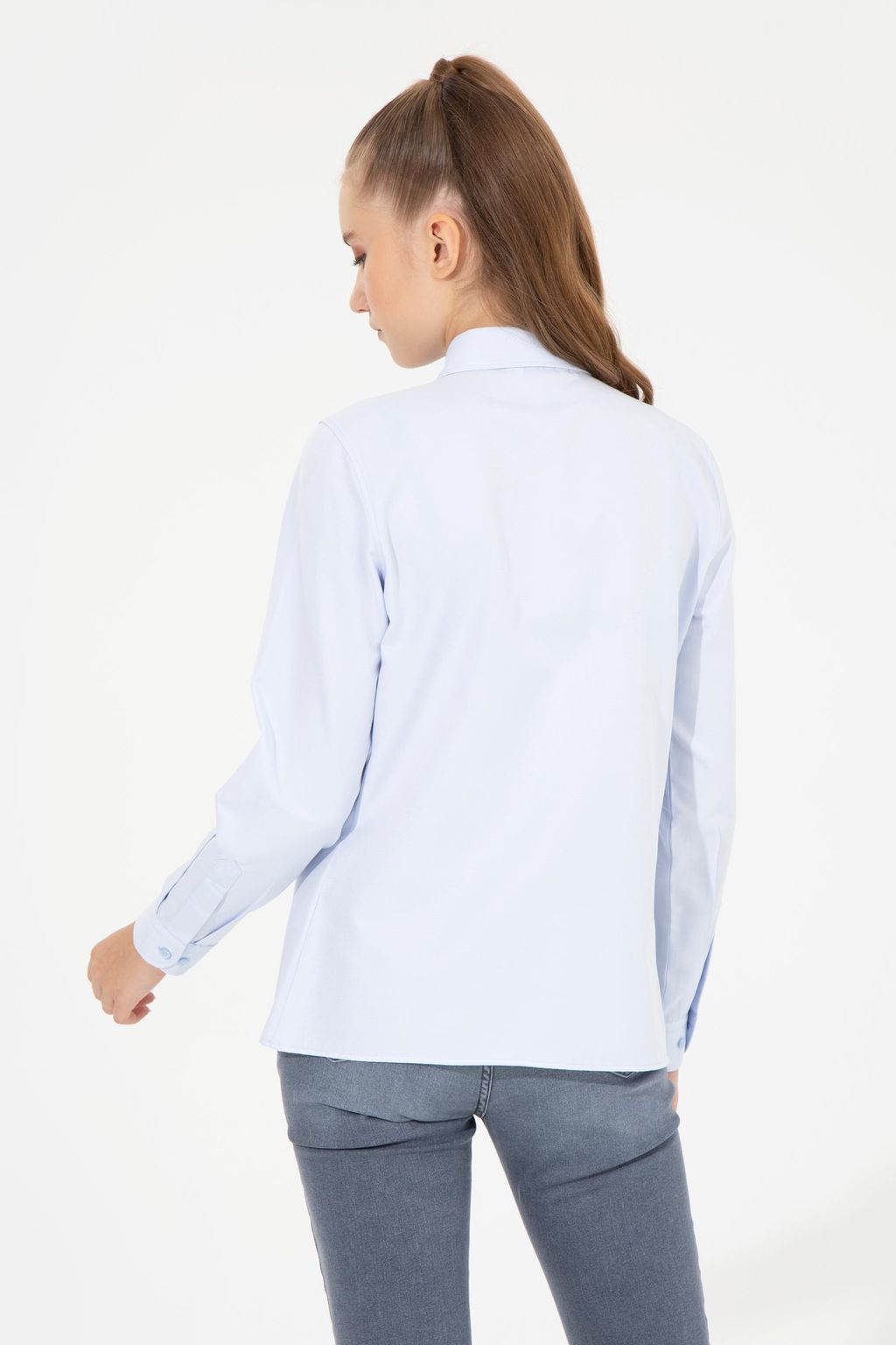 U. S. Polo Assn Женская голубая базовая рубашка с длинным рукавом - U.s. polo assn фото 6