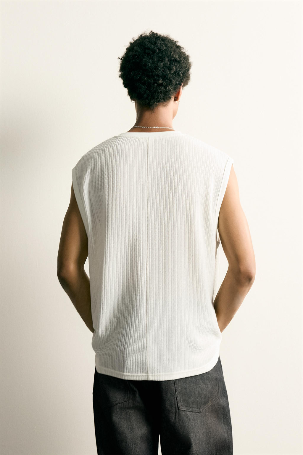 CAMISETA TANK ESTRUCTURA BORDADO COMBINADO / Crudo - Zara фото 3