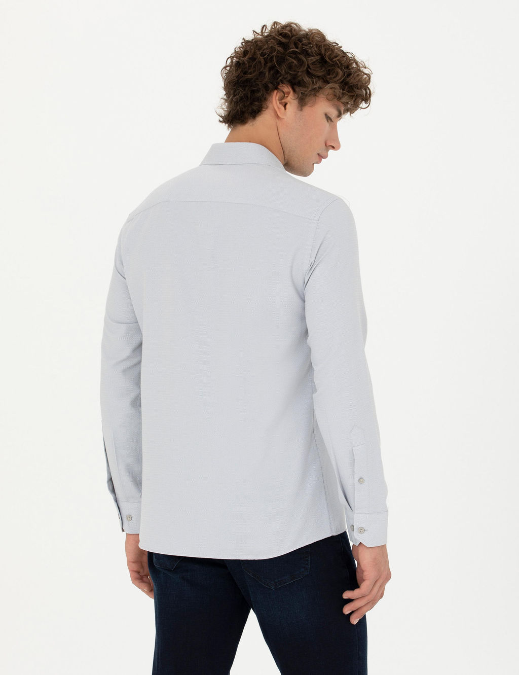 Рубашка Slim Fit с длинным рукавом серая