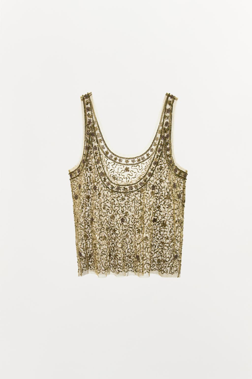 RHINESTONE TOP WITH BEADING - Zara фото 3