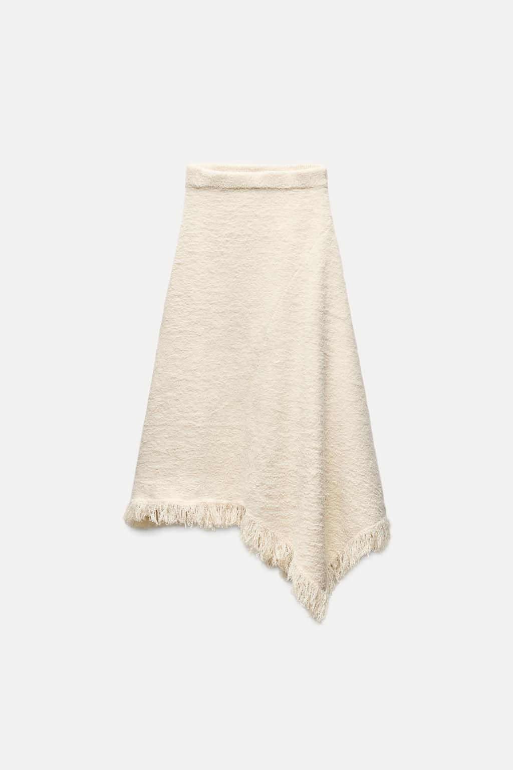 ASYMMETRIC FRINGED KNIT SKIRT - Zara фото 2