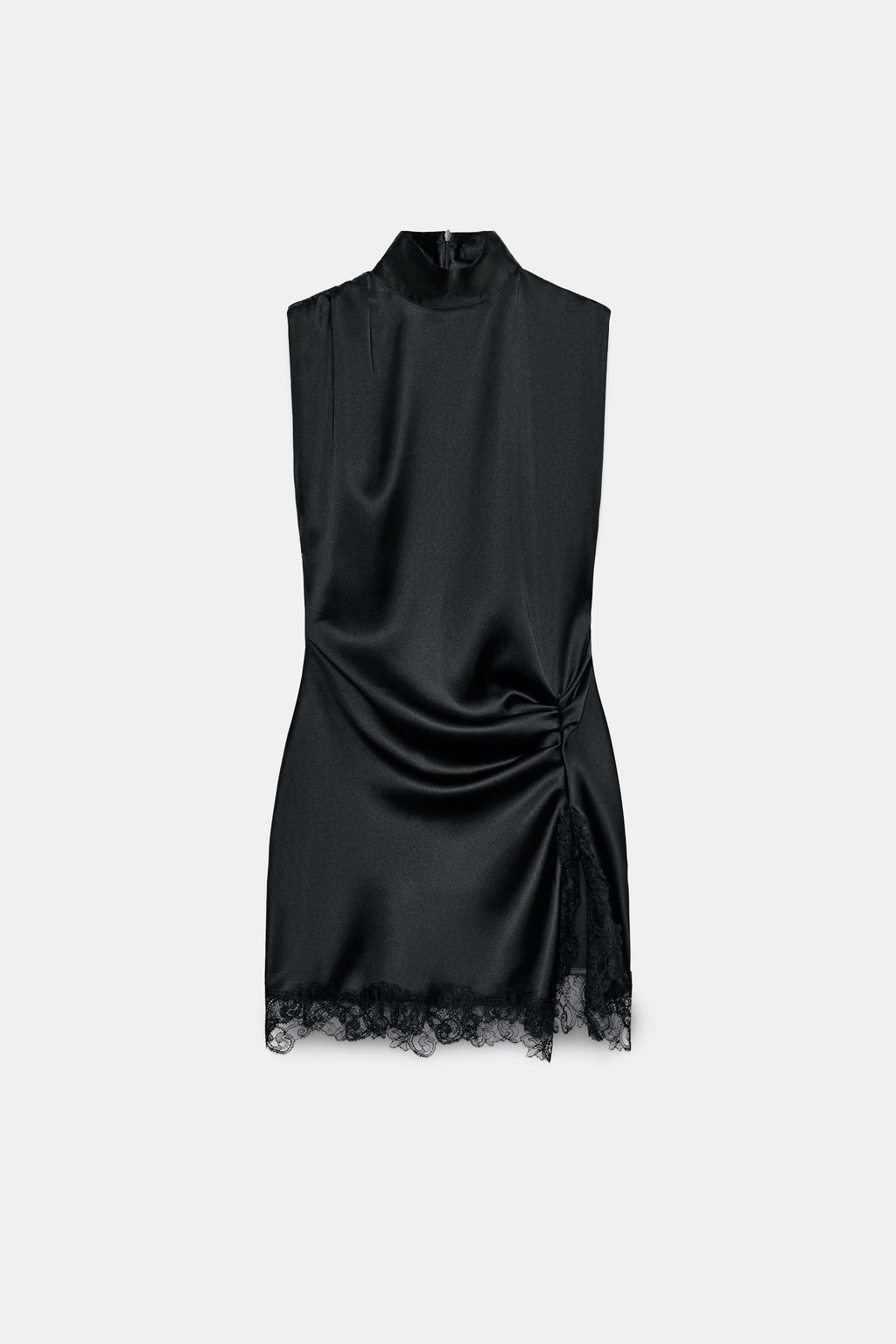 VESTIDO SATINADO ENCAJE / Negro - Zara фото 4
