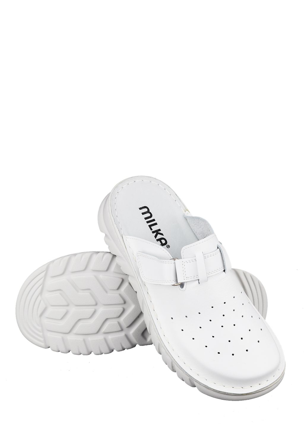03 | Duki | Белые женские медицинские сабо натуральная кожа - Milka shoes&more фото 16