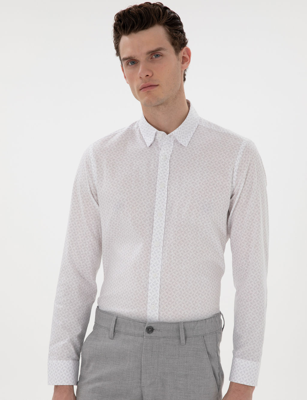 Gri Slim Fit Uzun Kollu G_mlek