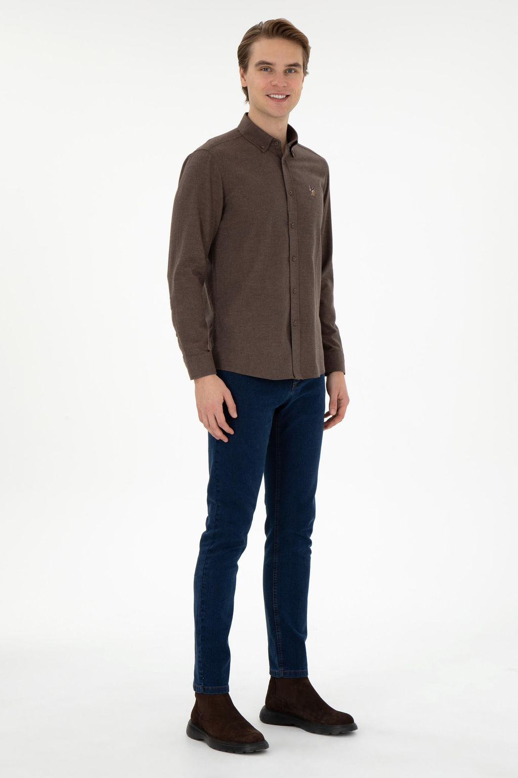 Мужская базовая рубашка кокосового цвета с длинным рукавом Неожиданная скидка в корзине - U.s. polo assn фото 4