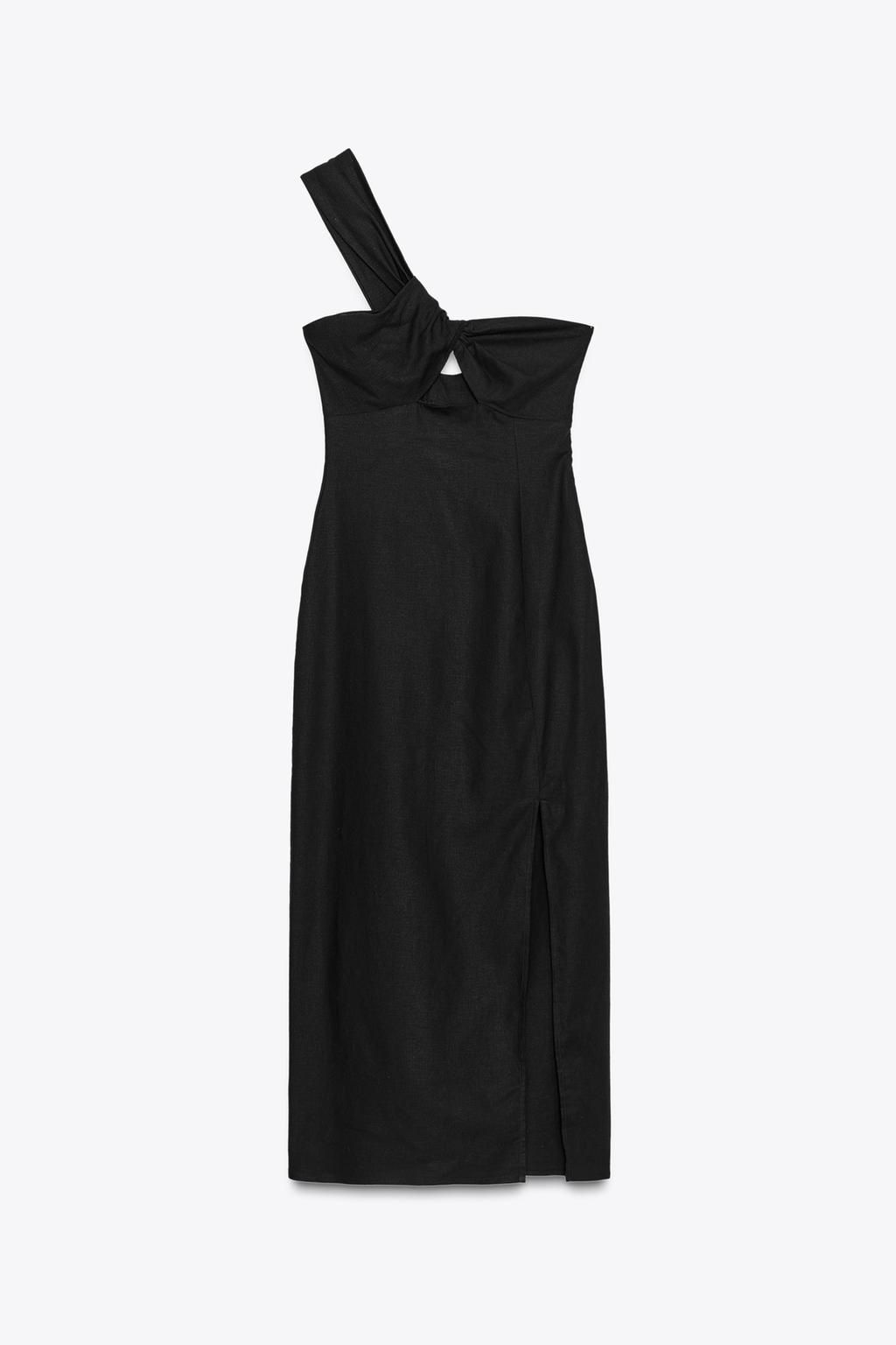 ASYMMETRIC CUT-OUT MIDI DRESS WITH LINEN BLEND - Zara фото 5