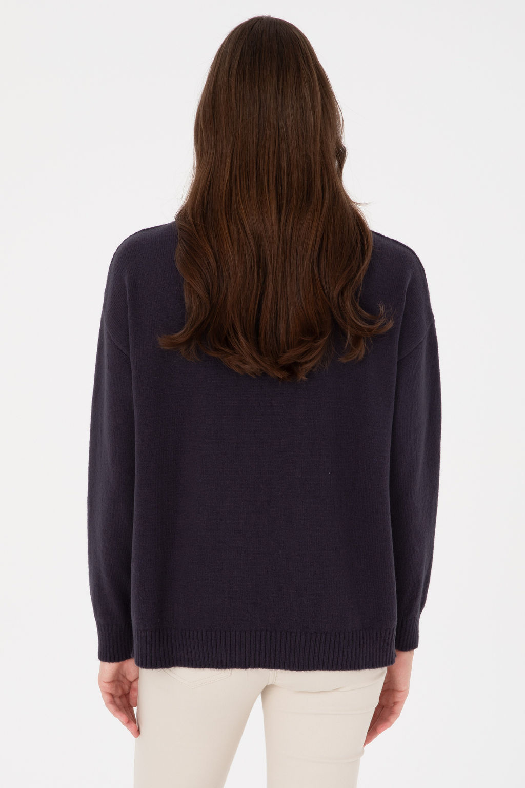 KadДn AГДk Lacivert Bisiklet Yaka Kazak