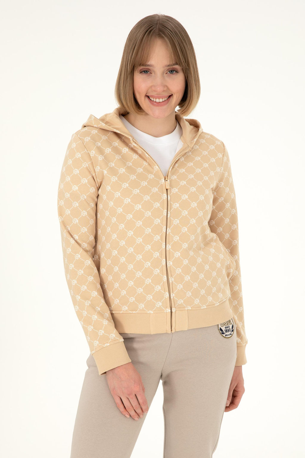 Женский свитшот песочного цвета Неожиданная скидка в корзине - U.s. polo assn фото 3