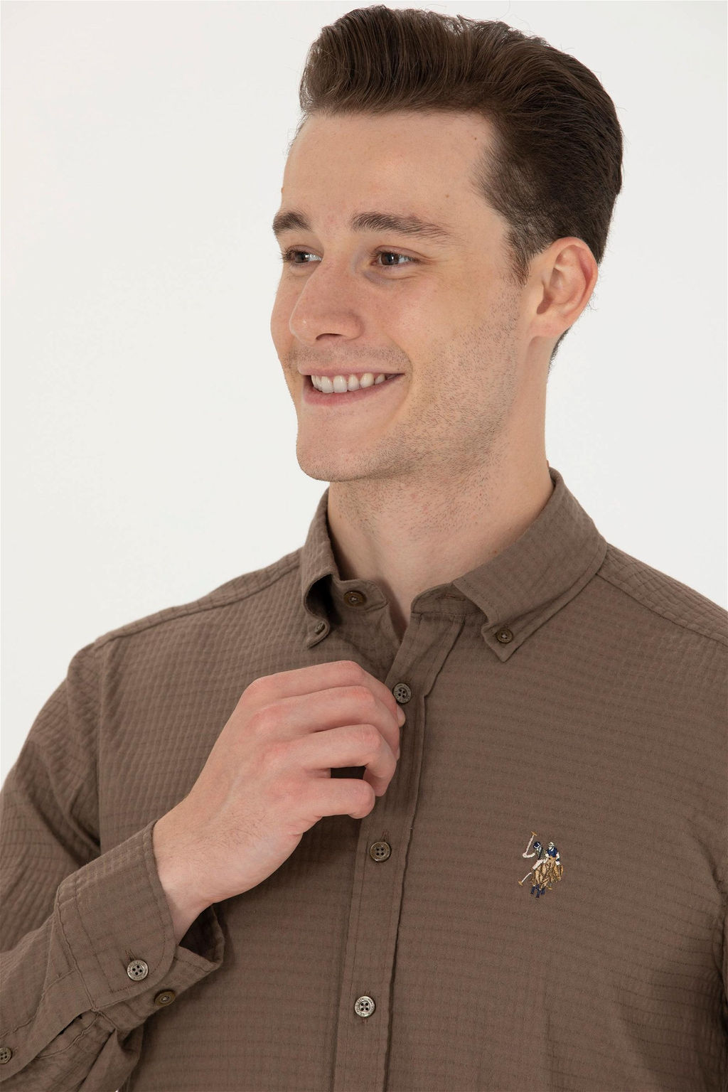 U. S. Polo Assn Мужская рубашка цвета хаки с длинным рукавом - U.s. polo assn фото 2