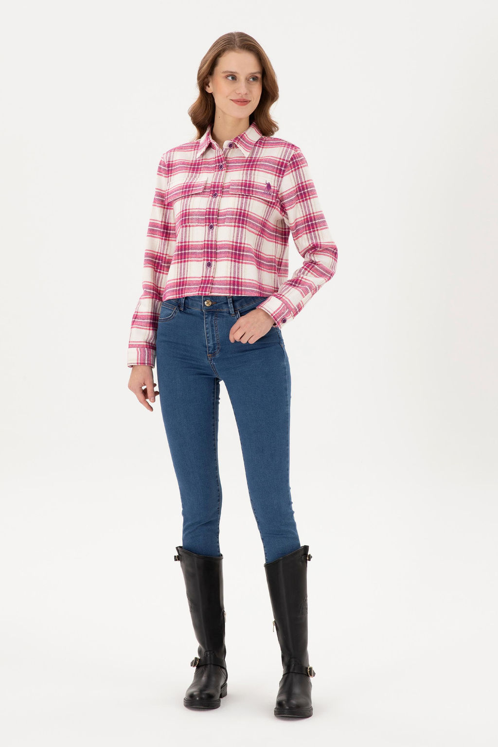 Женская фиолетовая рубашка с длинным рукавом Дополнительная скидка 11% в корзине - U.s. polo assn фото 4