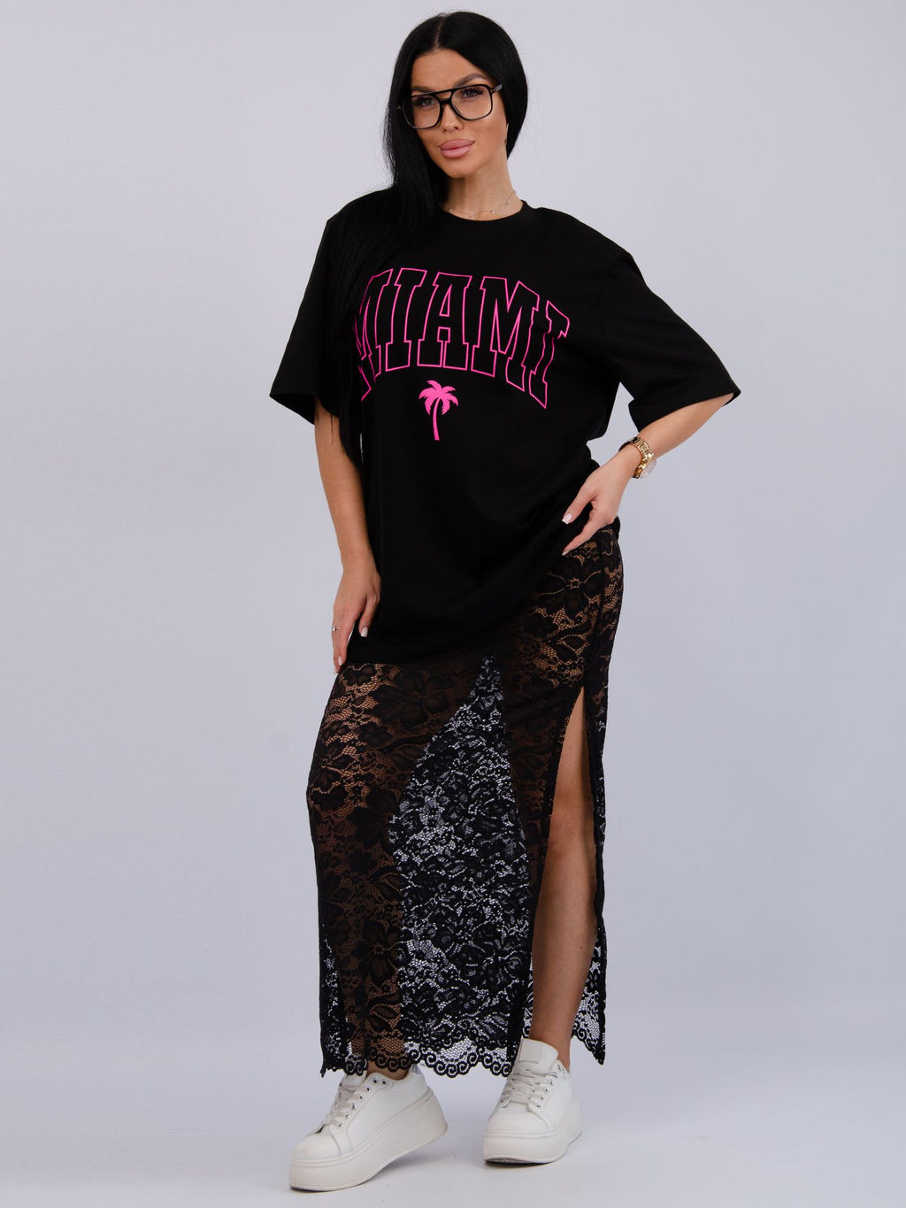 Костюм Монохром 2 чёрный, трикотаж - Малина фото 12