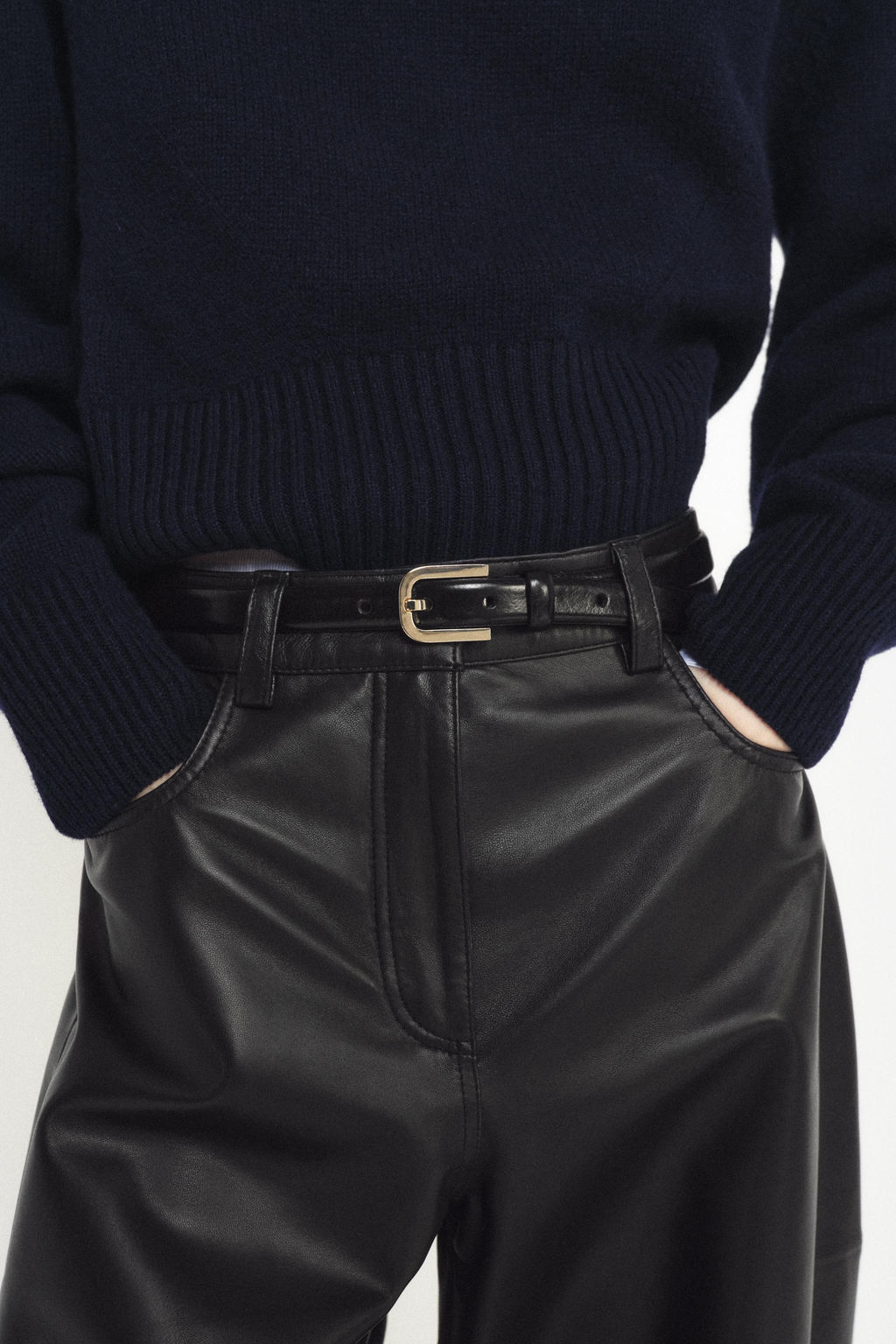 100% LEATHER BELT WITH METAL BUCKLE - Zara фото 3