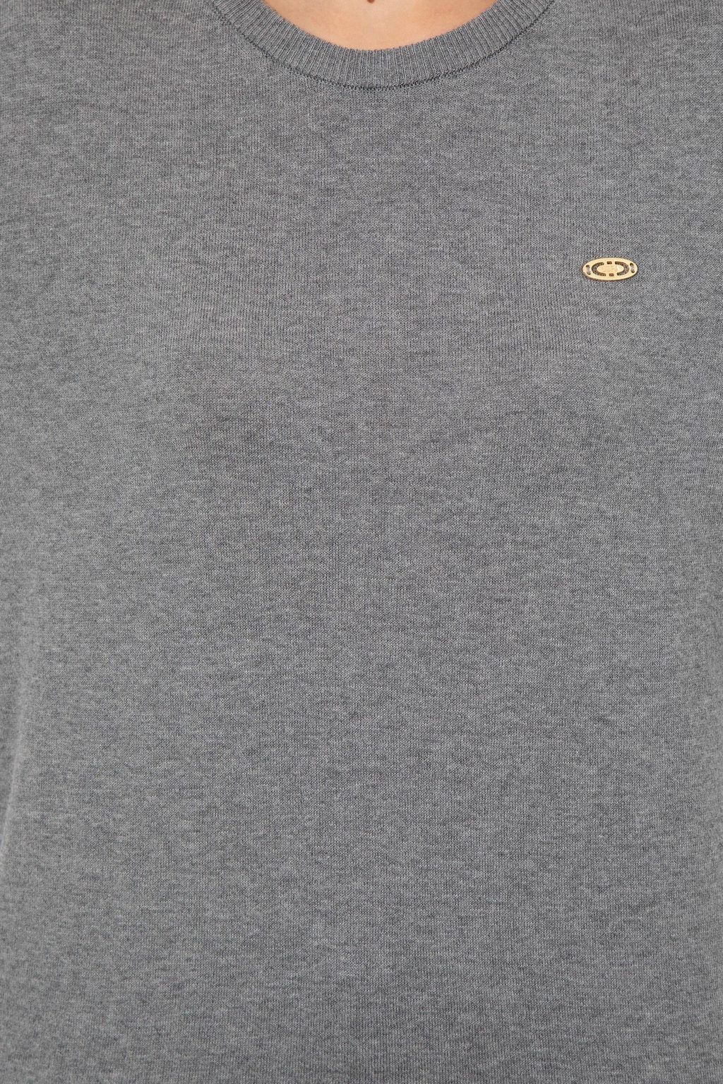 U. S. Polo Assn Женский серый меланжевый базовый свитер с круглым вырезом - U.s. polo assn фото 6